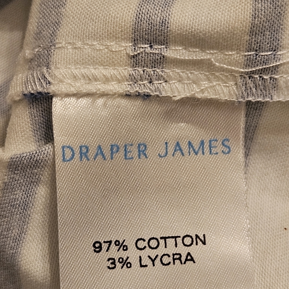 Draper James White Blue Striped Ruffle  3/4 Bell Sleeve Knee Length Dress SZ 2 - Picture 10 of 11